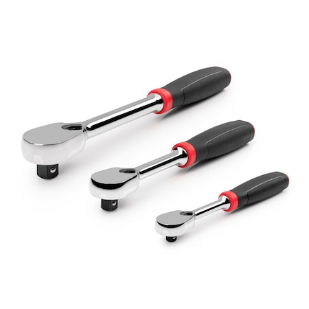 Tekton 1/4, 3/8, 1/2 Inch Drive Comfort Grip Ratchet Set, 3-Piece (6, 8, 10-1/2 in.) SRH91002